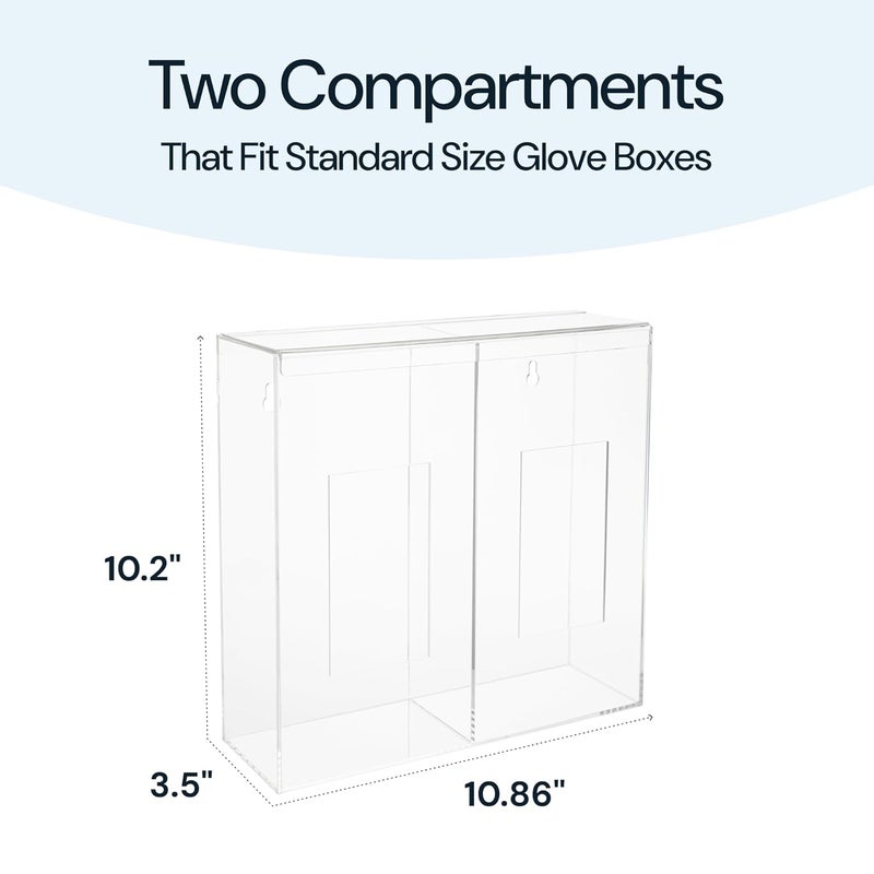 SimplyImagine Dual Hygiene Dispenser Station - Clear Acrylic - Glove Dispenser with Dust-Free Lid - Wall-Mount & Tabletop Glove Holder - Sanitation Station & Mask Container & Hairnet Holder - Image 3